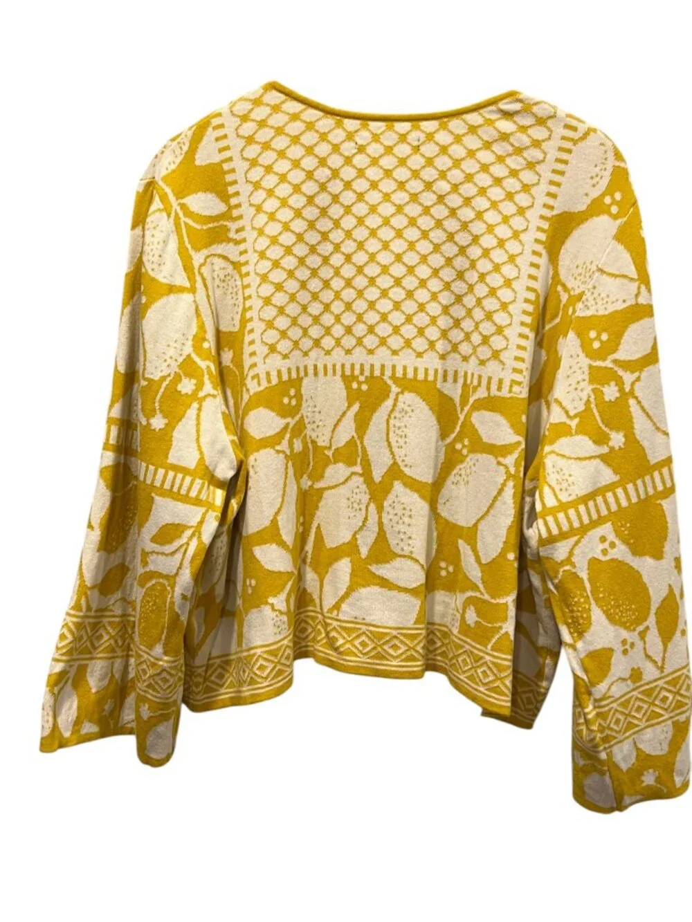 Gudren Sjoeden Anemone Jacquard Knit Cardigan Lemon Yellow, XL